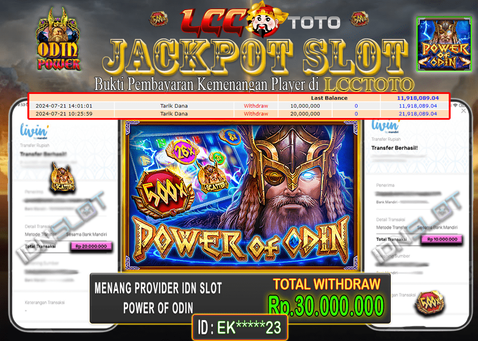 LCCTOTO JACKPOT SLOT POWER OF ODIN 30.000.000 LUNAS