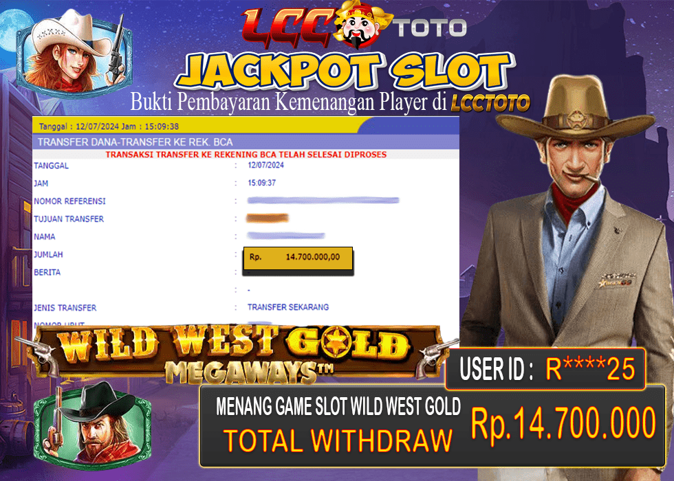 LCCTOTO JACKPOT SLOT WILD WEST GOLD MEGAWAYS 14.700.000 LUNAS