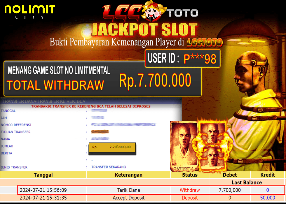 LCCTOTO JACKPOT SLOT NO LIMIT CITY NO LIMITMENTAL 7.700.000 LUNAS