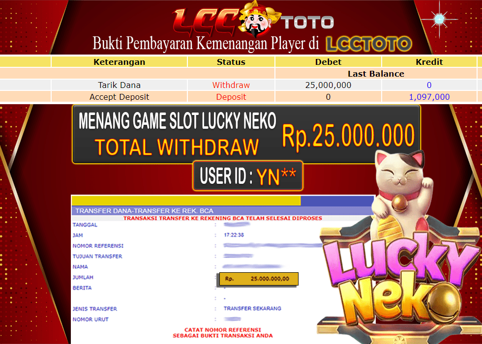 LCCTOTO JACKPOT SLOT LUCKY NEKO 25.000.000 LUNAS